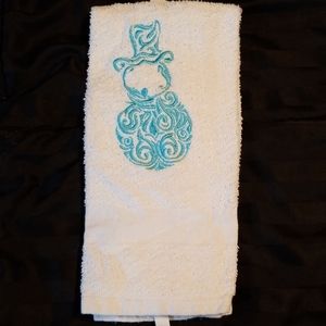 Embroidered snowman hand towel